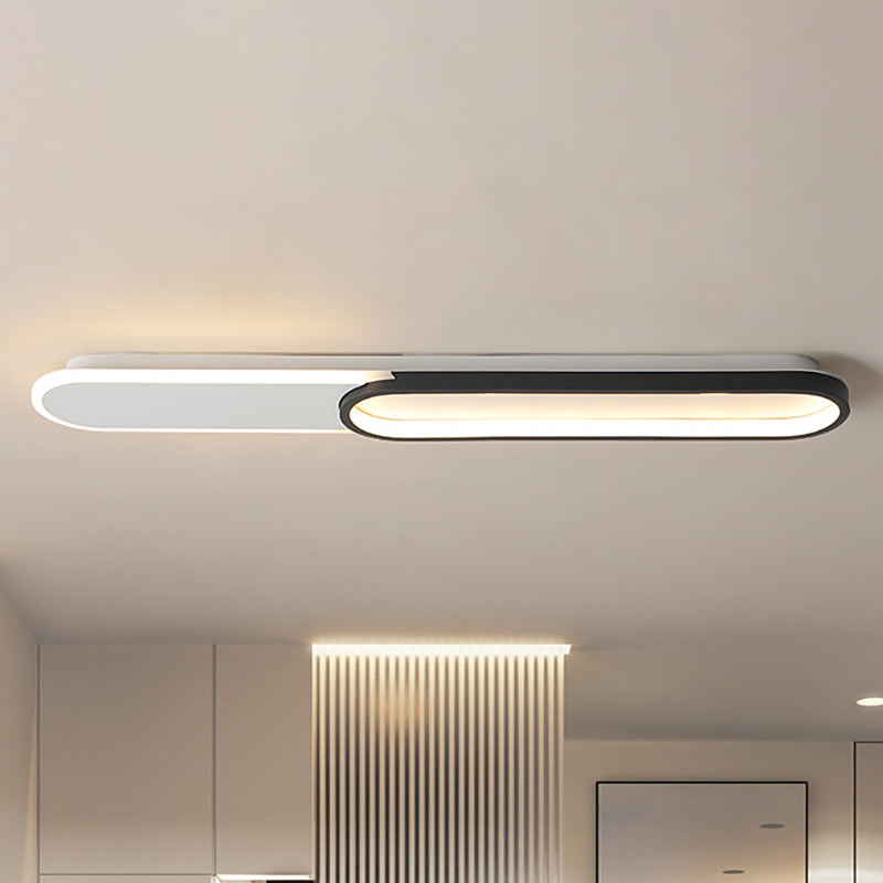 Rectangular Flush Lighting Modernist Acrylic Black Led Flush Mount Lamp Fixture in White/Warm Light, 16.5"/23.5"/31.5" Wide