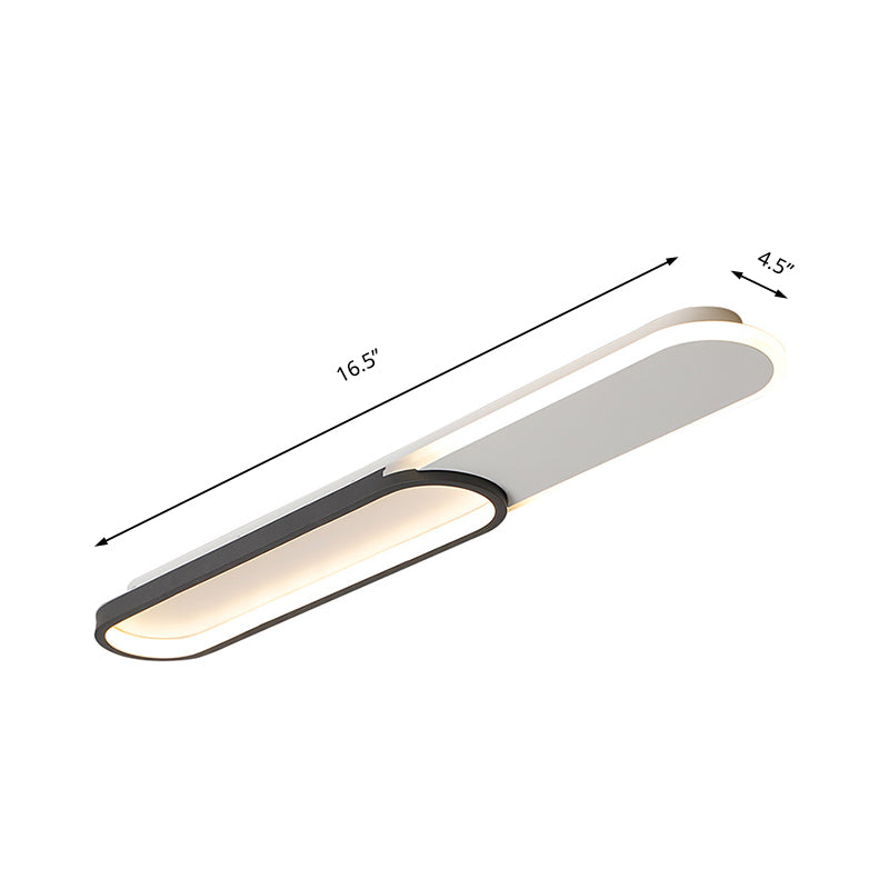 Rectangular Flush Lighting Modernist Acrylic Black Led Flush Mount Lamp Fixture in White/Warm Light, 16.5"/23.5"/31.5" Wide