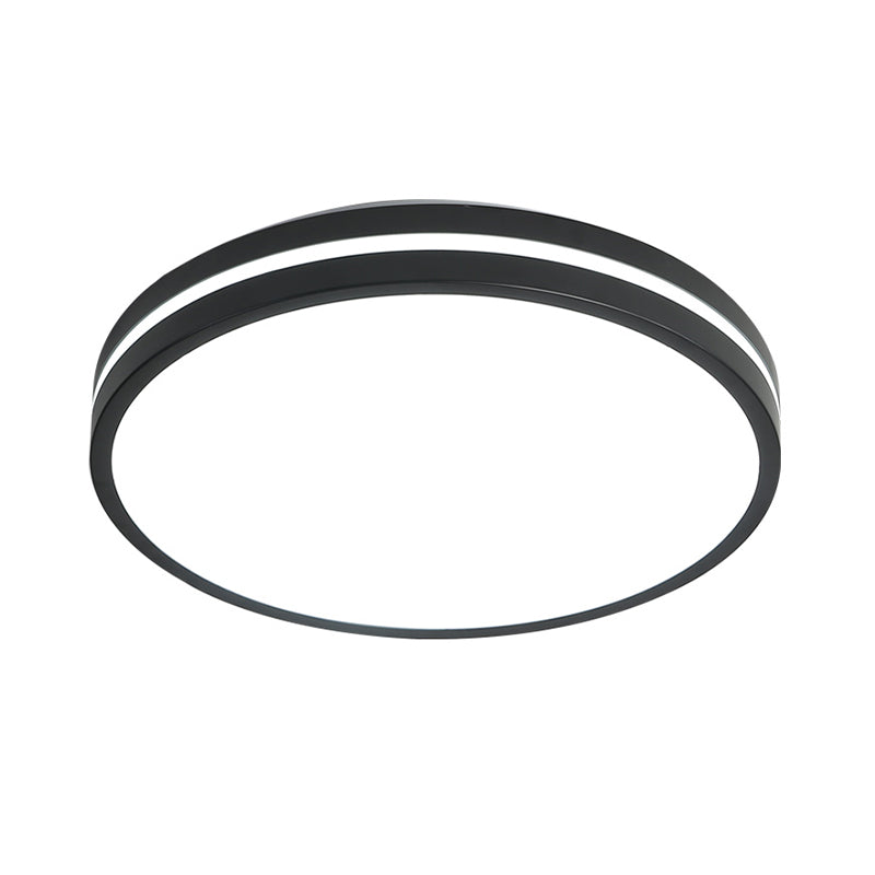 Round Flush Mount Modernist Acrylic Led Black Flush Light Fixture with Recessed Diffuser in White Light, 16"/19.5" Wide