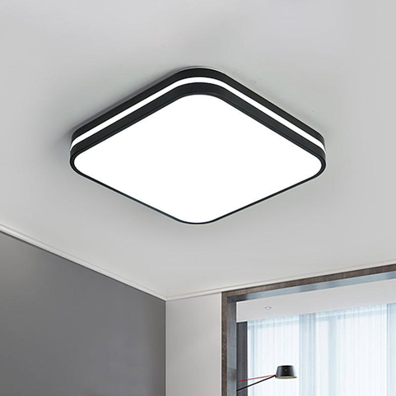 Black Square/Rectangle Flush Lighting Modern Led Acrylic Flush Mount Lamp Fixture in White Light, 16"/19.5"/25.5" Wide