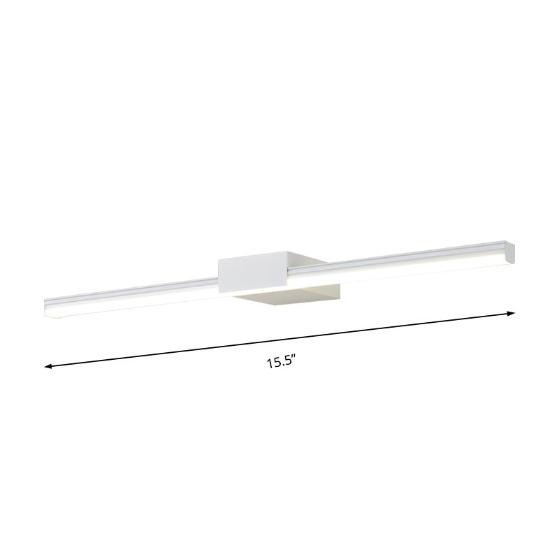 Linear Metal Vanity Lamp Contemporary Led White/Black Vanity Wall Sconce in Natural Light, 16"/23.5"/31.5" Wide