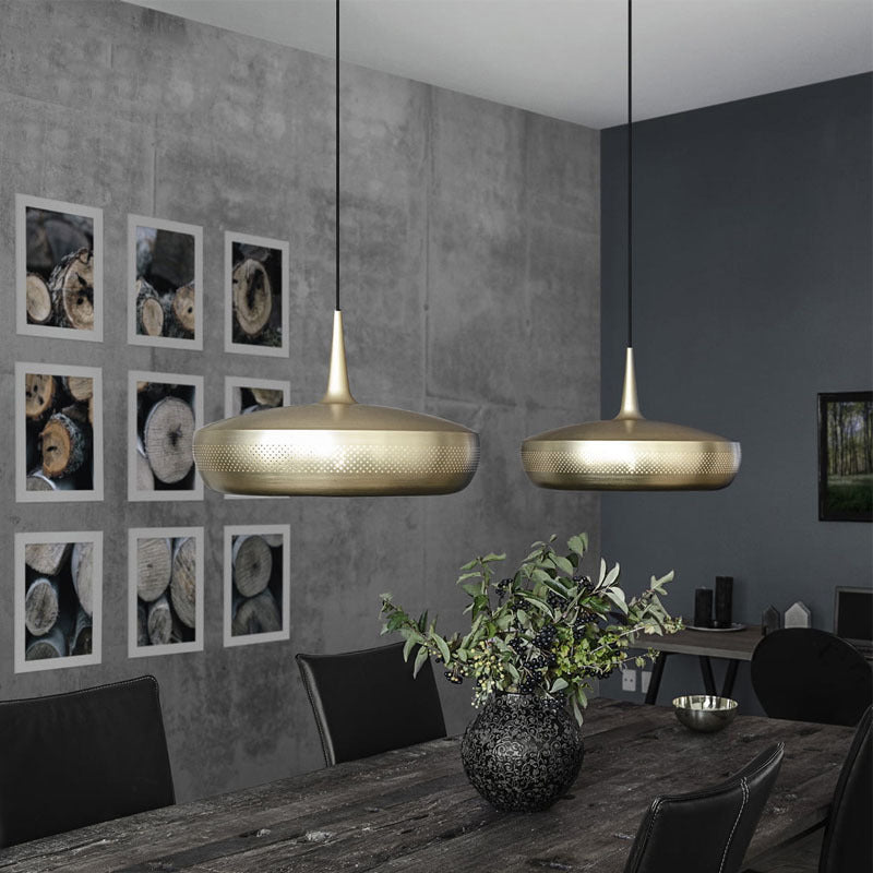 Round Shaped LED Pendant Light Postmodern Style Metallic Dining Room Suspension Light Fixture