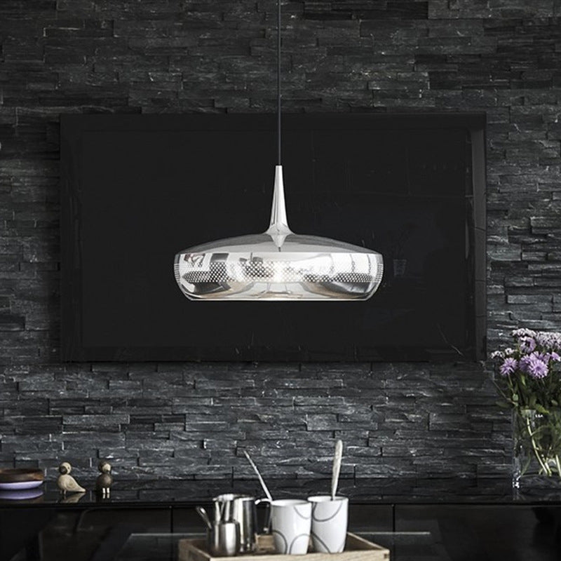 Round Shaped LED Pendant Light Postmodern Style Metallic Dining Room Suspension Light Fixture
