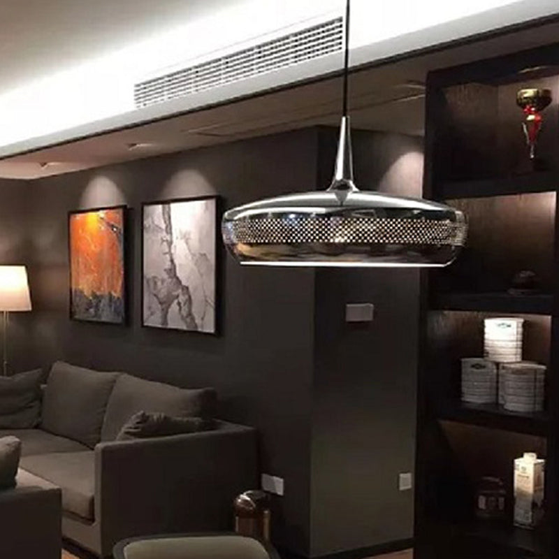 Round Shaped LED Pendant Light Postmodern Style Metallic Dining Room Suspension Light Fixture