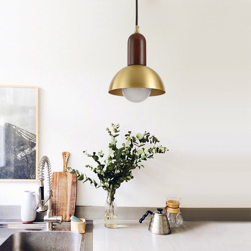 Koepelschaduw woonkamer hanger licht metallic metalen single postmoderne stijl suspensie -verlichtingsarmatuur in messing