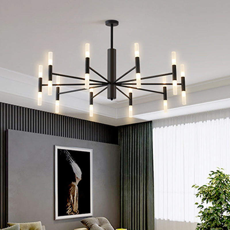 Radialförmige Wohnzimmer Deckenbeleuchtung Metallic postmoderne LED -Kronleuchterleuchte