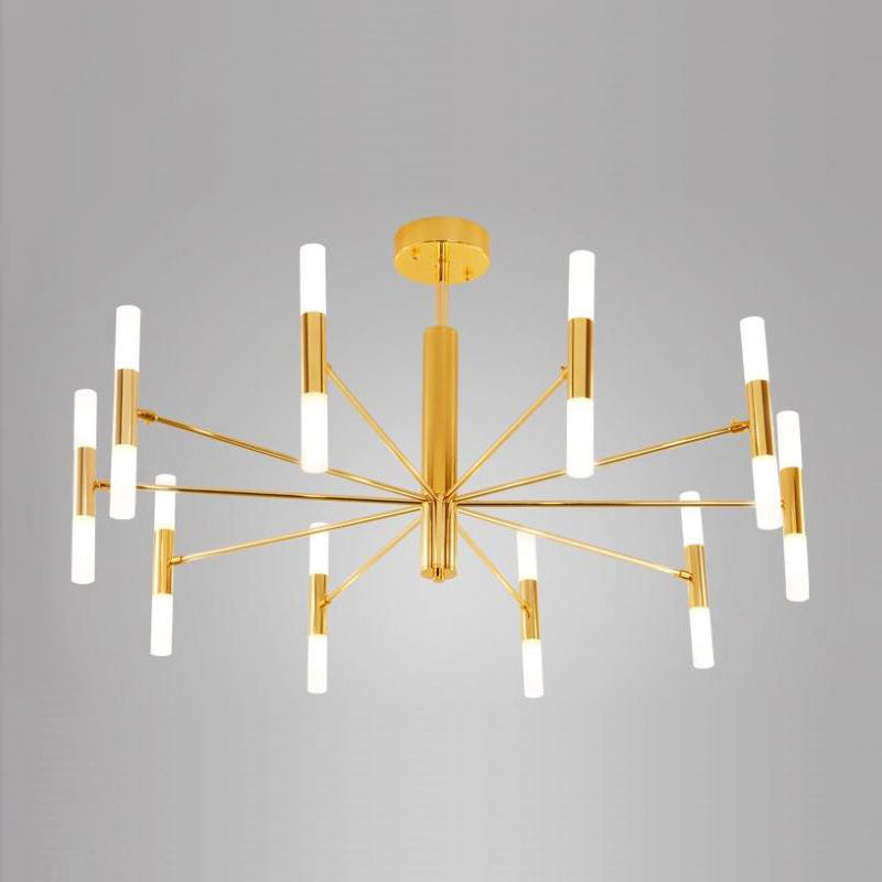 Radialförmige Wohnzimmer Deckenbeleuchtung Metallic postmoderne LED -Kronleuchterleuchte
