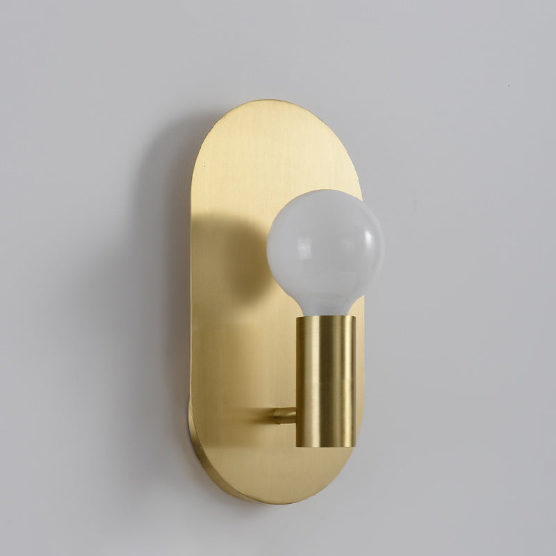 Oval Shaped Metallic Wall Light Fixture Postmodern Style 1-Light Brass Wall Mounted Lamp