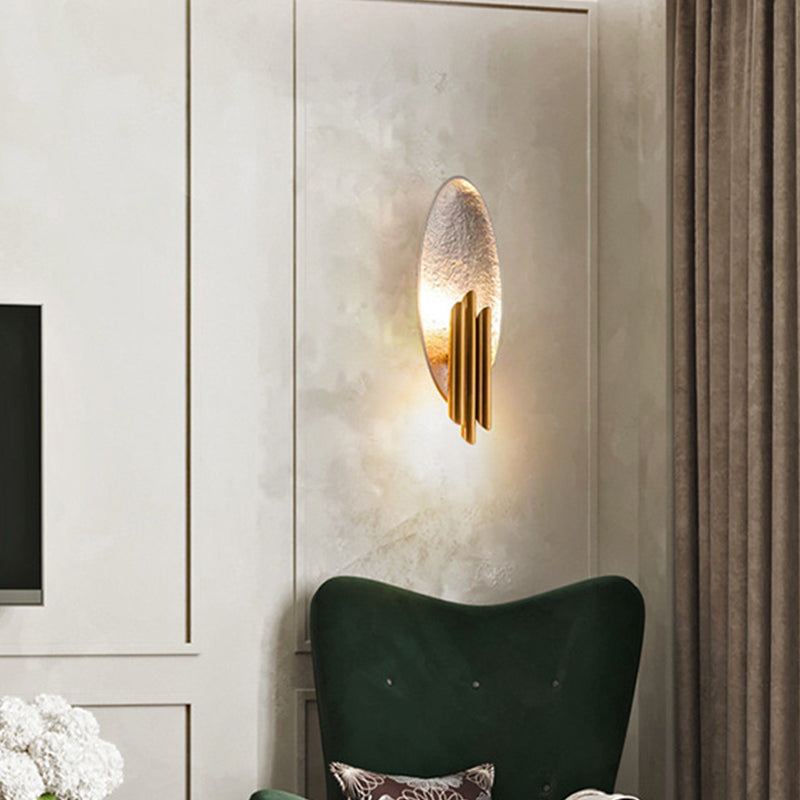 Oblong Shaped Living Room LED Flush Wall Sconce Metal Postmodern Style Wall Light Fixture