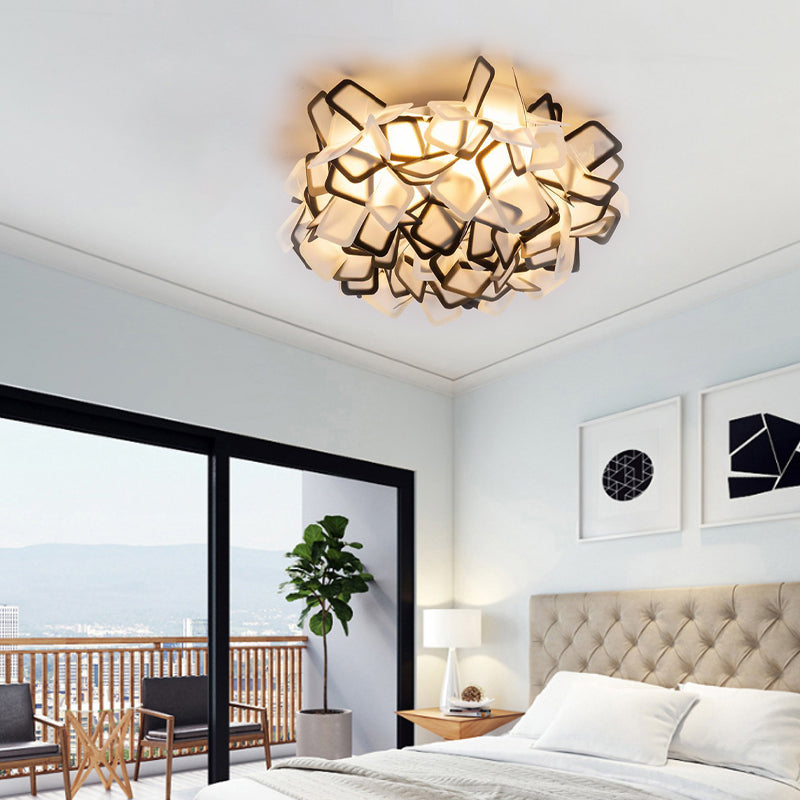 Blossoming Flower Acrylic Flush Mount Contemporary Led White/Black/Blue Flush Ceiling Light Fixture
