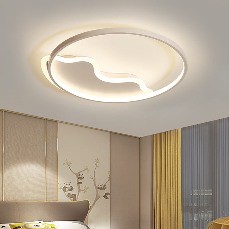 Ring Flush Mount Lamp Contemporary Acrylic White/Pink/Blue Led Flush Mount Light for Bedroom in Warm/White Light, 18"/21.5" Wide