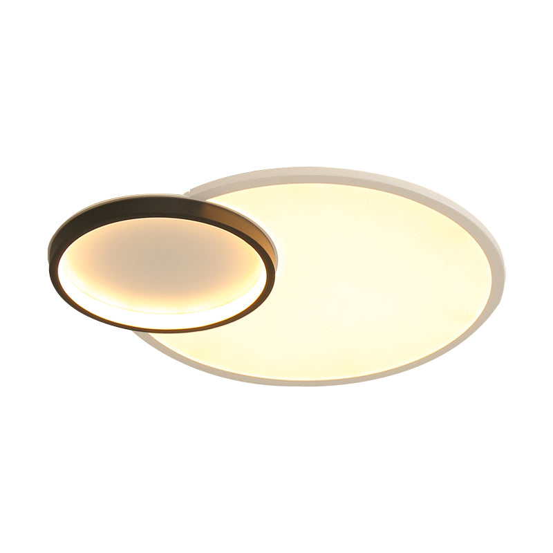 Round Flush Mount Modern Acryl Led Zwart en White Flush Light Fixture met verzonken Diffuser in Wit/Warm/Natural Light, 16 "/19.5" Wide