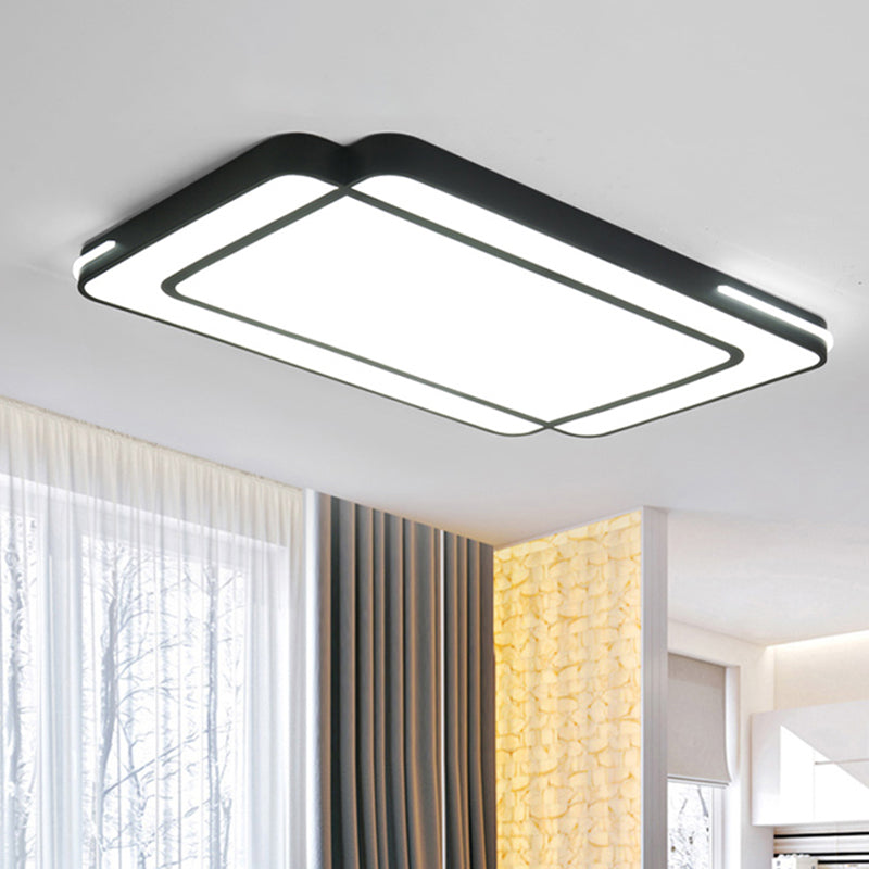 Rectangular Flush Mount Modernist Acrylic Led White/Black Flush Ceiling Light in White Light for Living Room, 35.5"/43" Wide
