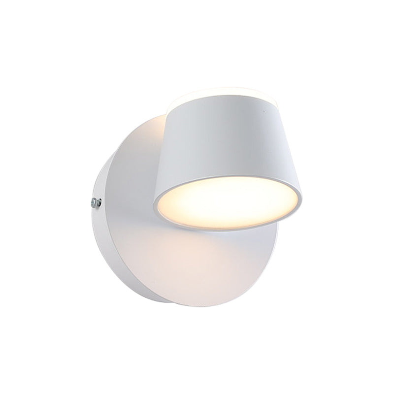 1/2/3 luces Dimensionamiento de pared de dormitorio con tono de metal de cono con moderno accesorio de iluminación de tocador blanco/negro en luz blanca