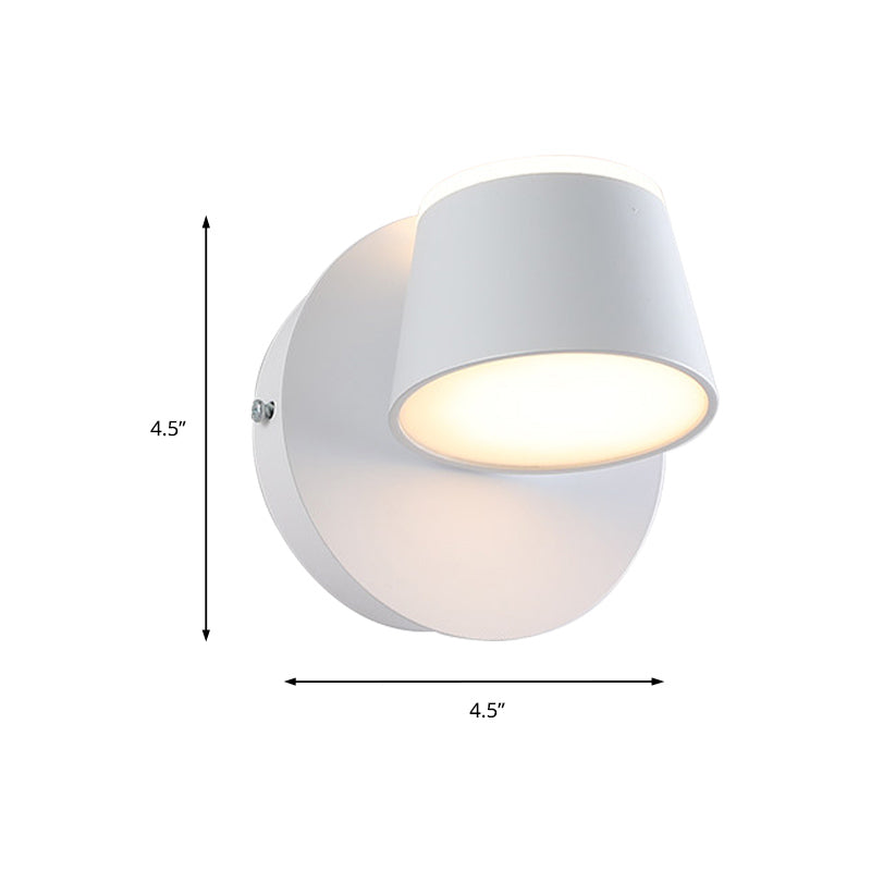 1/2/3 luces Dimensionamiento de pared de dormitorio con tono de metal de cono con moderno accesorio de iluminación de tocador blanco/negro en luz blanca