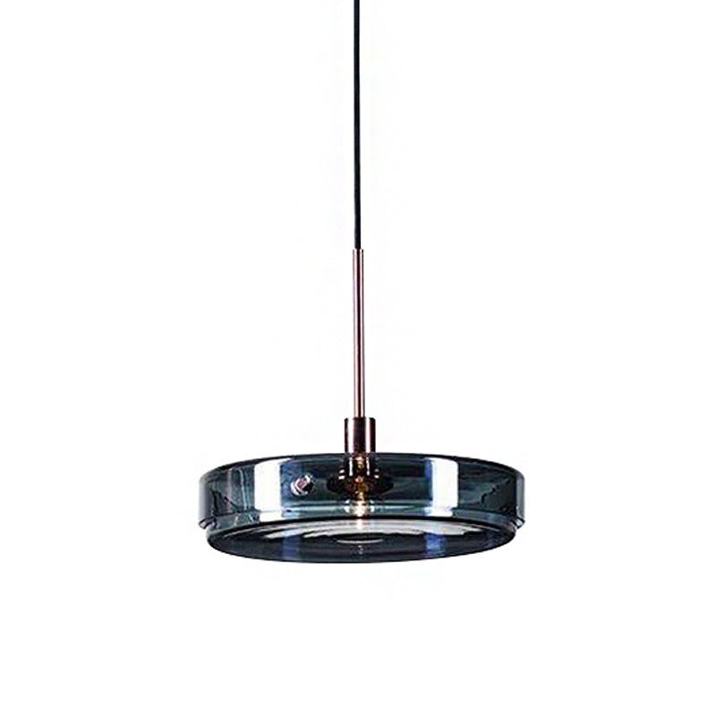 Circular Suspension Pendant Light Modernist Green Glass 1 Light Living Room Hanging Lamp with Vertical/Horizontal Type