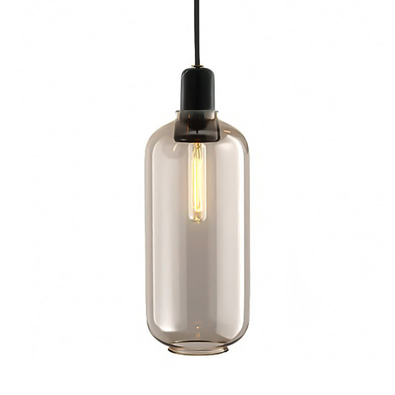 Modernistischer Zylinder Anhänger Bernstein/Rauchglas 1 Leichte Wohnzimmerhänge Deckenlampe, 4,5 "/6,5" breit
