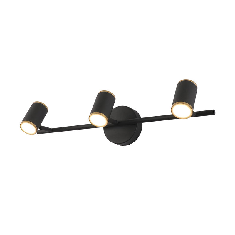 Black/White Cylinder Vanity Lighting with Linear Design Contemporary Led Metal Wall Vanity Lamp in White/Warm Light