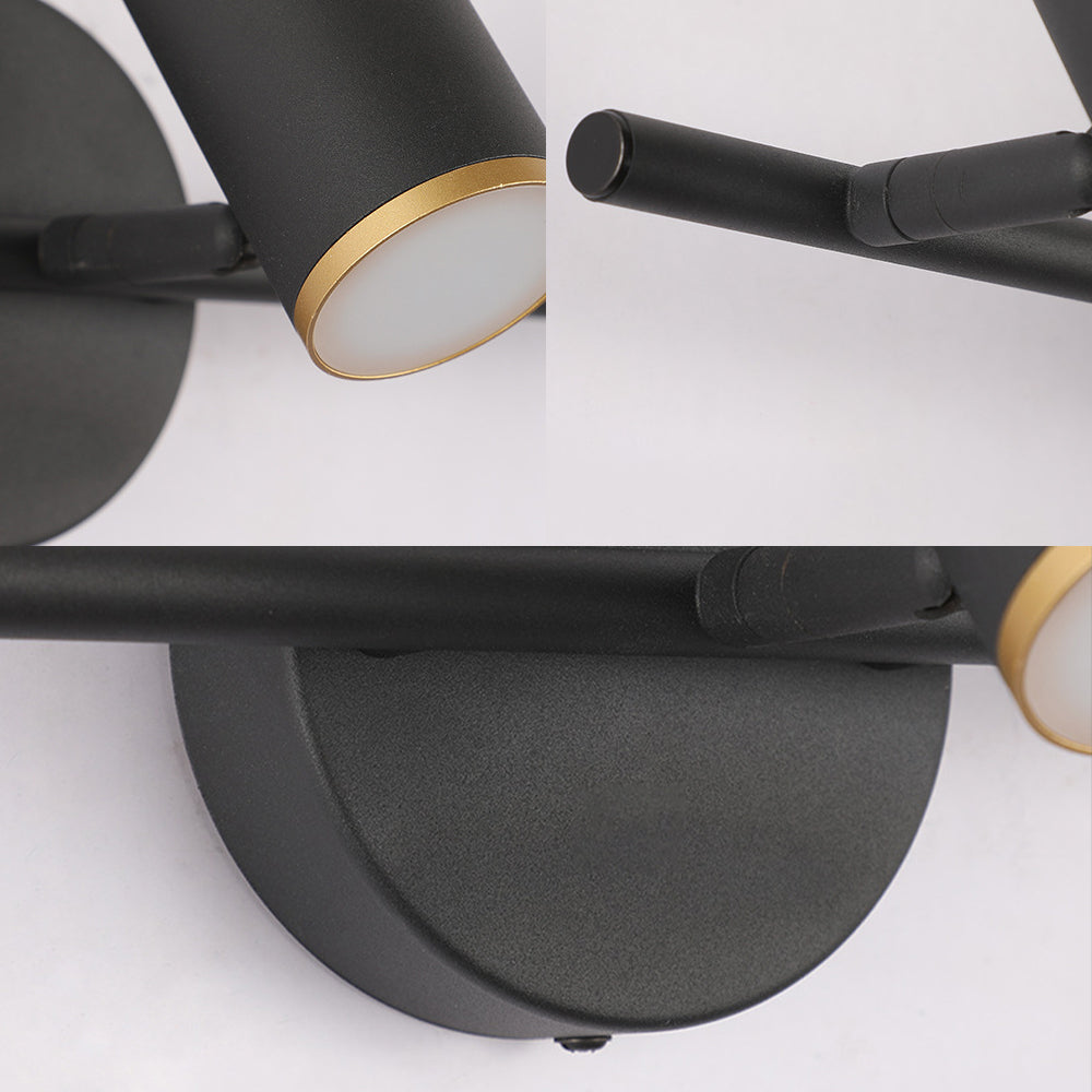 Black/White Cylinder Vanity Lighting with Linear Design Contemporary Led Metal Wall Vanity Lamp in White/Warm Light