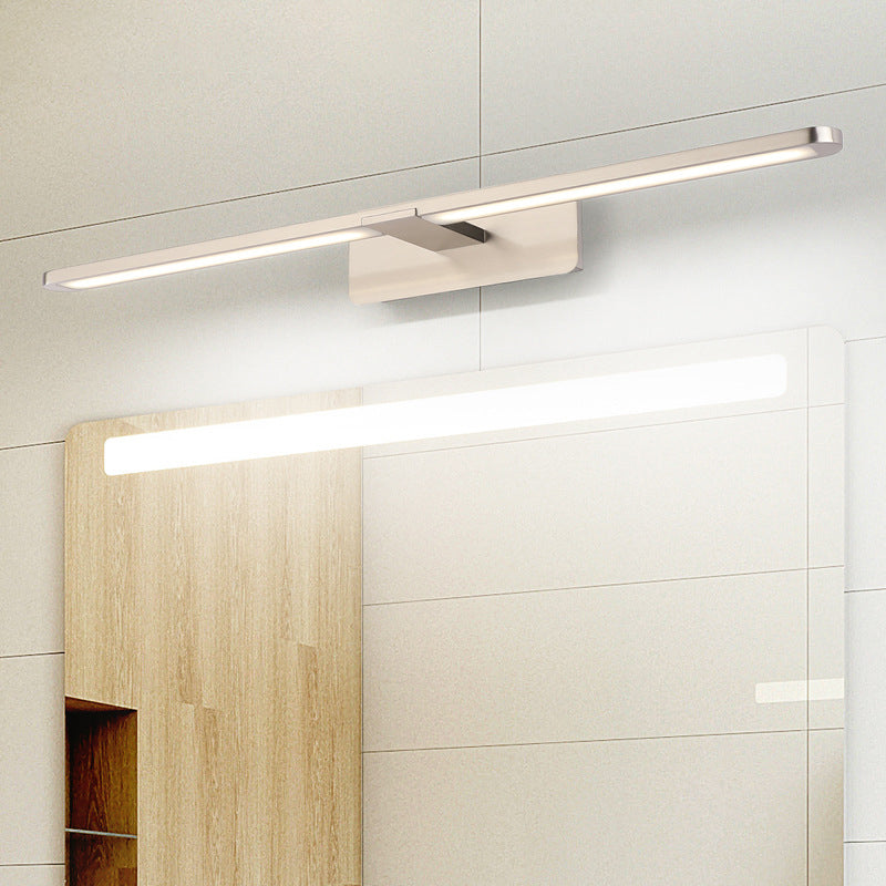 Linear Metal Wall Sconce Lamp Modernist Led 19.5"/23.5"/34" Wide Silver/Nickle Wall Mounted Vanity Light Fixture in White/Warm Light