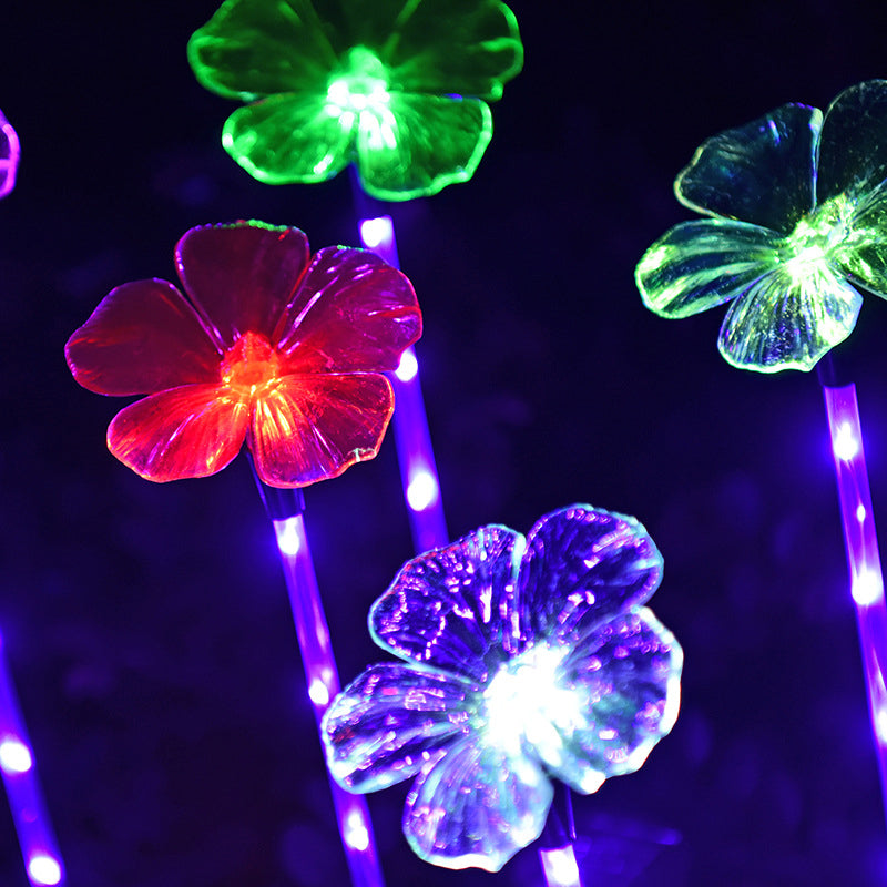 Flower Shaped Outdoor LED Stake Light Plastic Modern Solar Lawn Lighting in Clear