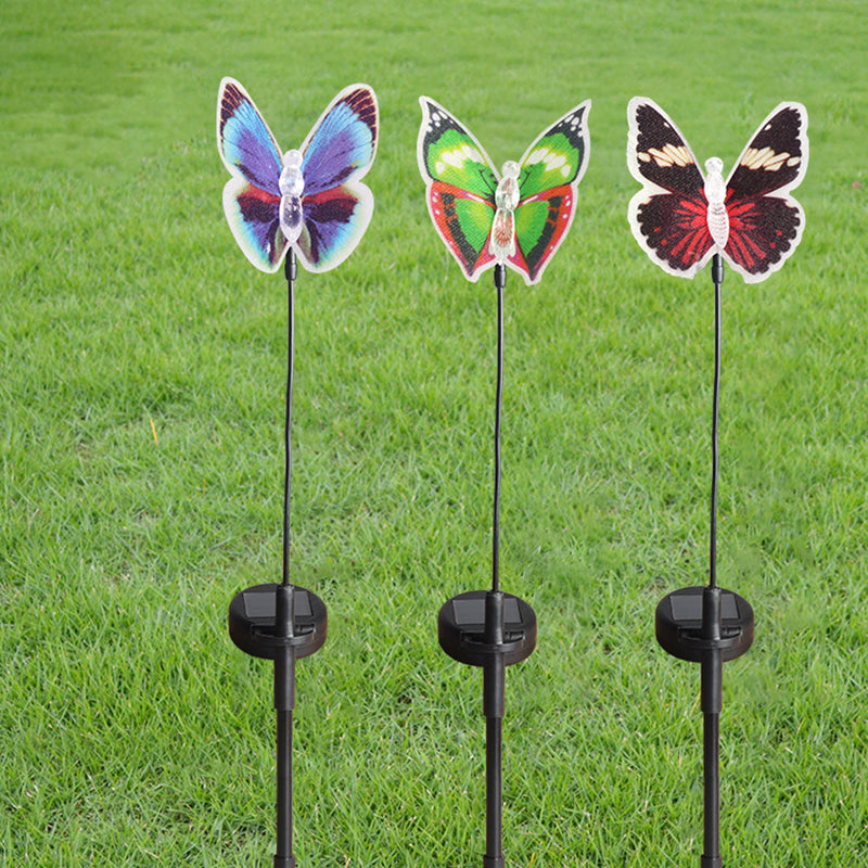 Butterfly Shaped LED Lawn Light Decorative Plastic Courtyard Solar Landscape Lighting in Clear, 2 Pcs