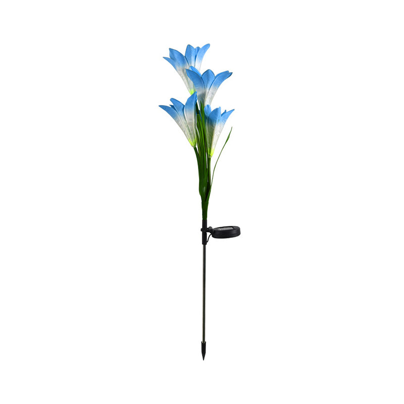 Decorative Artificial Lily Bouquet Solar Ground Lighting Plastic Garden LED Landscape Light, 2 Pcs