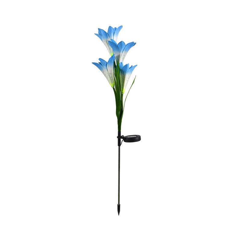 Decorative Artificial Lily Bouquet Solar Ground Lighting Plastic Garden LED Landscape Light, 2 Pcs