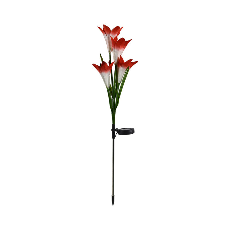 Decorative Artificial Lily Bouquet Solar Ground Lighting Plastic Garden LED Landscape Light, 2 Pcs