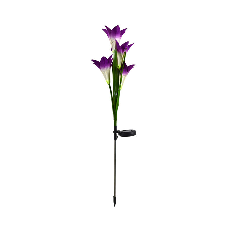 Decorative Artificial Lily Bouquet Solar Ground Lighting Plastic Garden LED Landscape Light, 2 Pcs