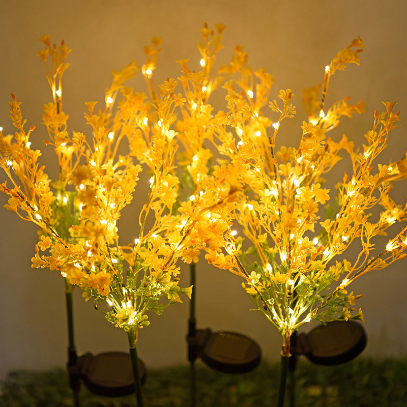 Rape Flower Solar Ground Light Art Decor Plastic Courtyard LED Stake Lighting in Yellow
