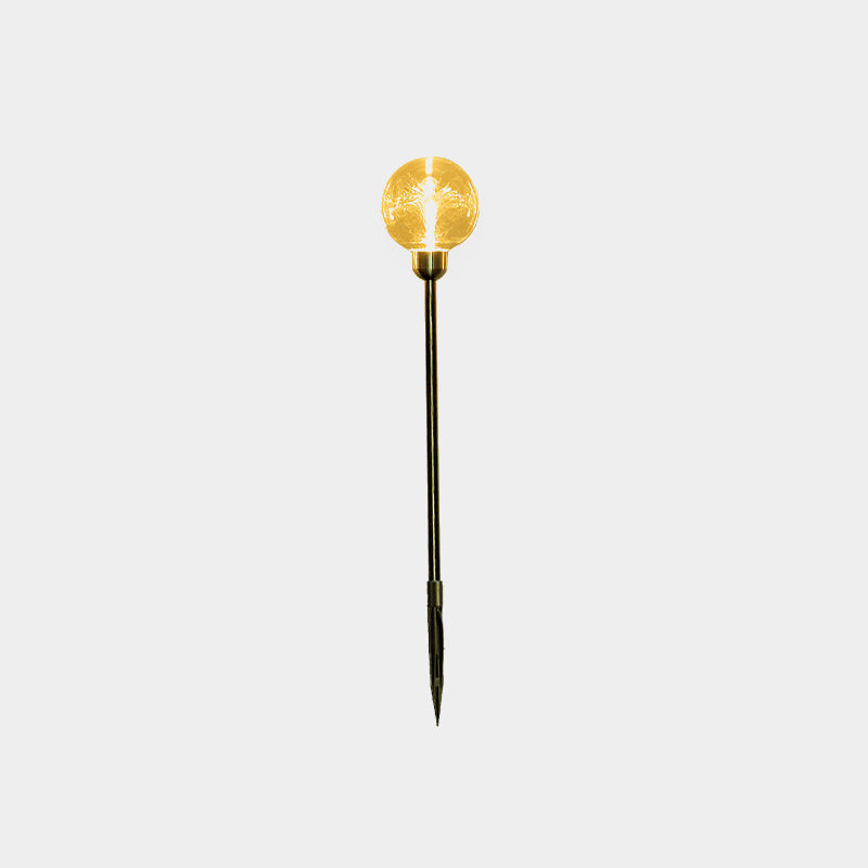 Art Decor Sphere Ground Light Stainless-Steel Courtyard LED Stake Lighting, Warm Light