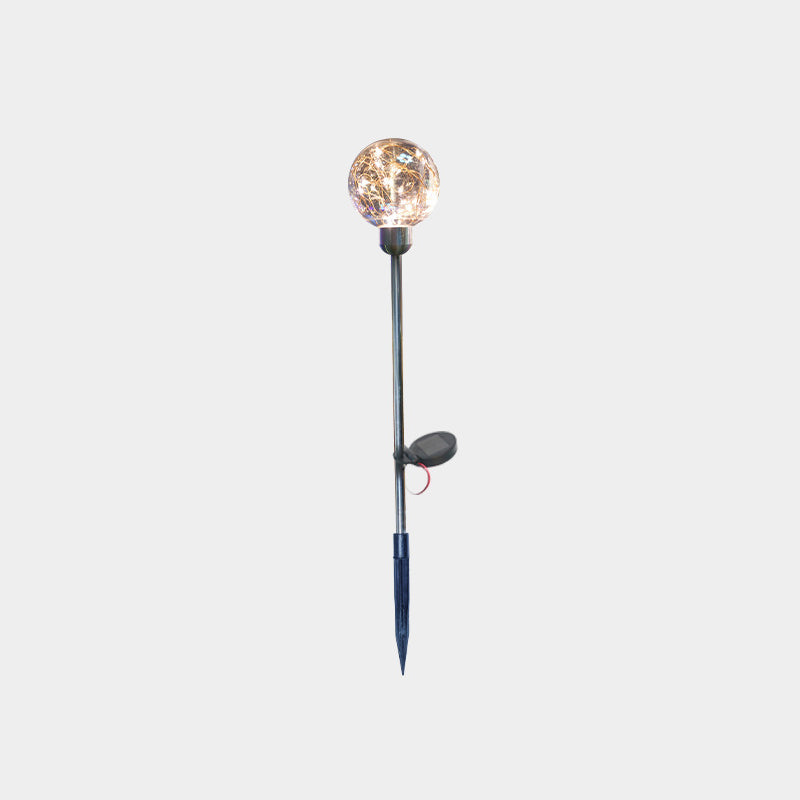 Art Decor Sphere Ground Light Stainless-Steel Courtyard LED Stake Lighting, Warm Light