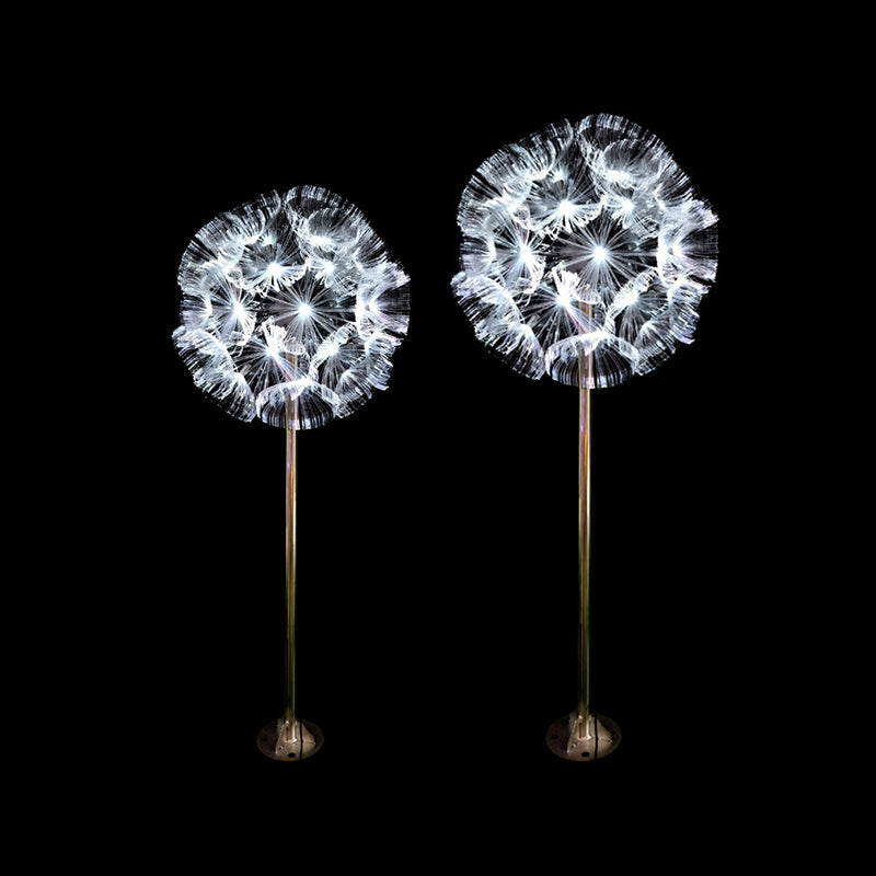 Modern Style Dandelion LED Stake Light Optical Fiber Backyard Lawn Lighting in Clear