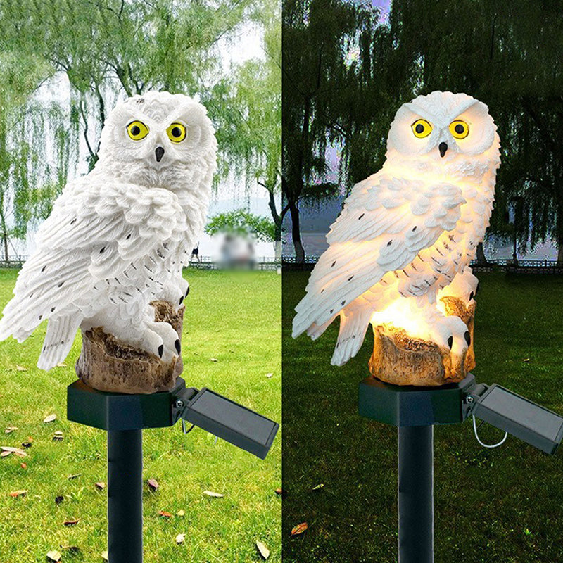 Owl Shaped Courtyard Solar Ground Lighting Resin Contemporary LED Landscape Light