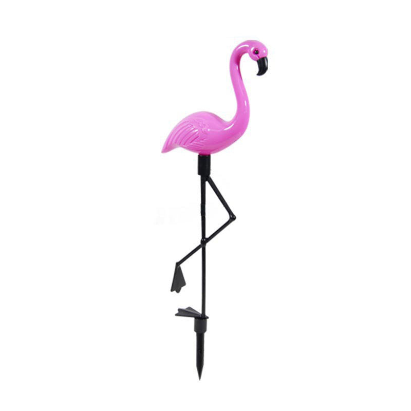 Flamingo Shaped Solar Ground Light Art Decor Plastic Backyard LED Stake Lighting in Pink