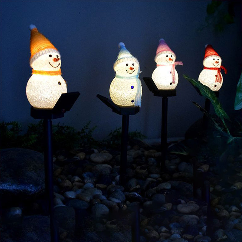 Snowman Shape Courtyard Solar Ground Lighting Plastic Contemporary LED Landscape Light