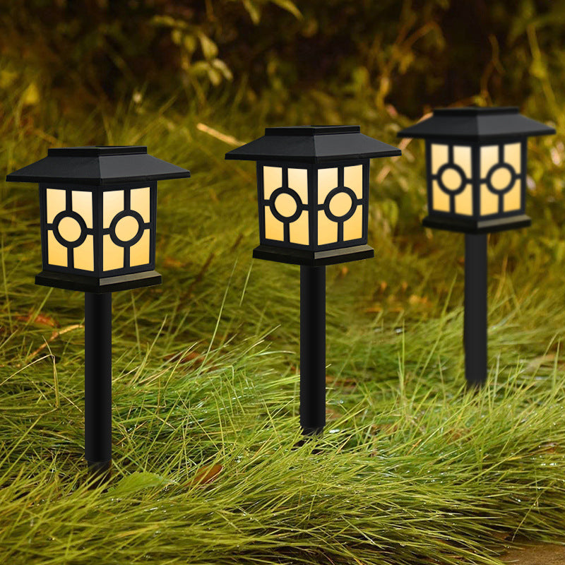 5 Pcs Black Rectangular Solar Ground Lighting Minimalism Plastic LED Landscape Light with Grill