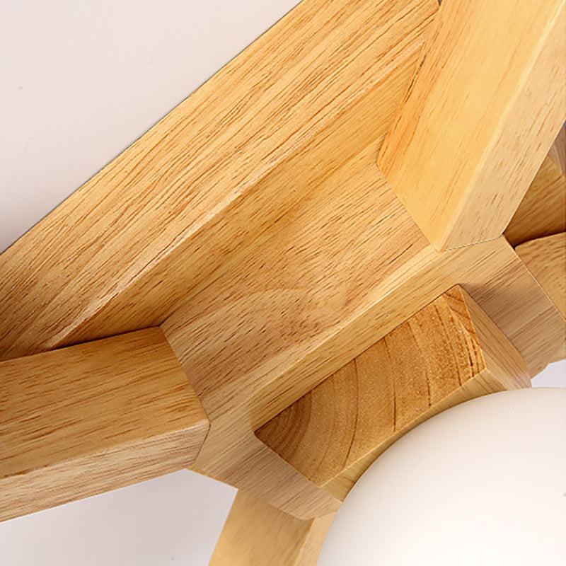 3/5/7 luces ramifican iluminación semi de montura contemporánea vidrio de vidrio semi luz de montaje en beige con accesorio de madera brazo