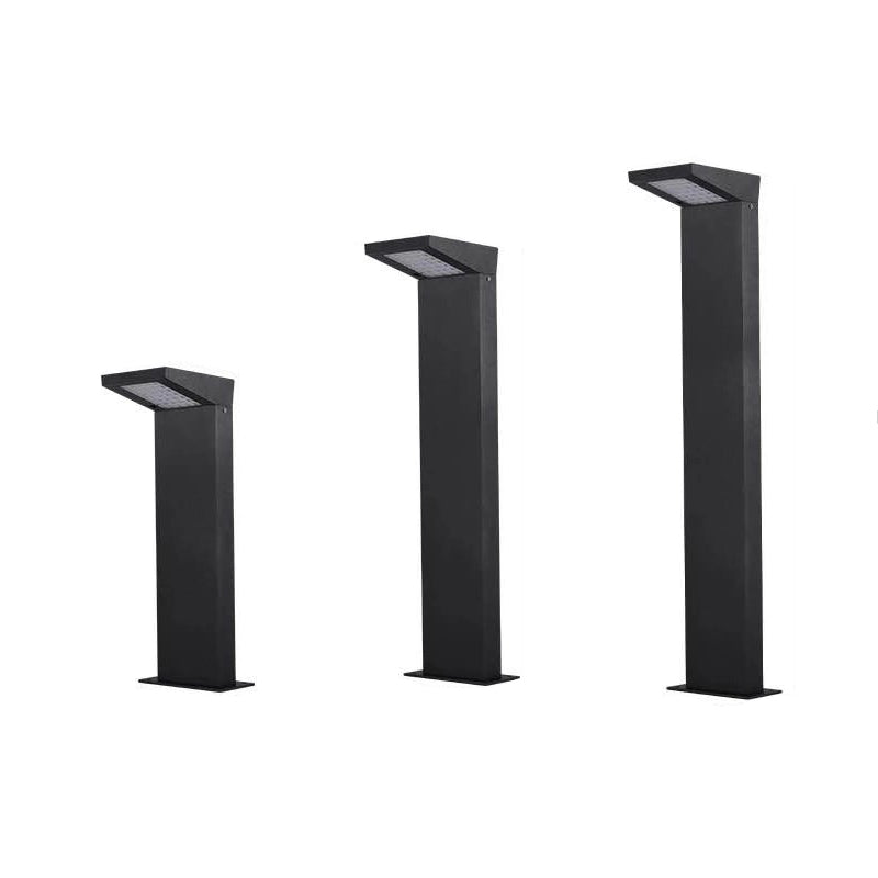 L-Shaped Metallic LED Ground Lighting Artistic Black Solar Stake Light for Pathway