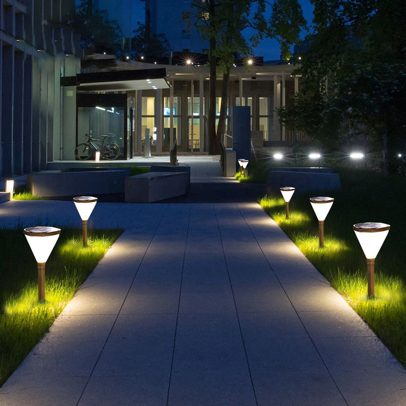3 Pcs Black Diamond Shaped LED Stake Light Modern Frost Glass Solar Lawn Lighting