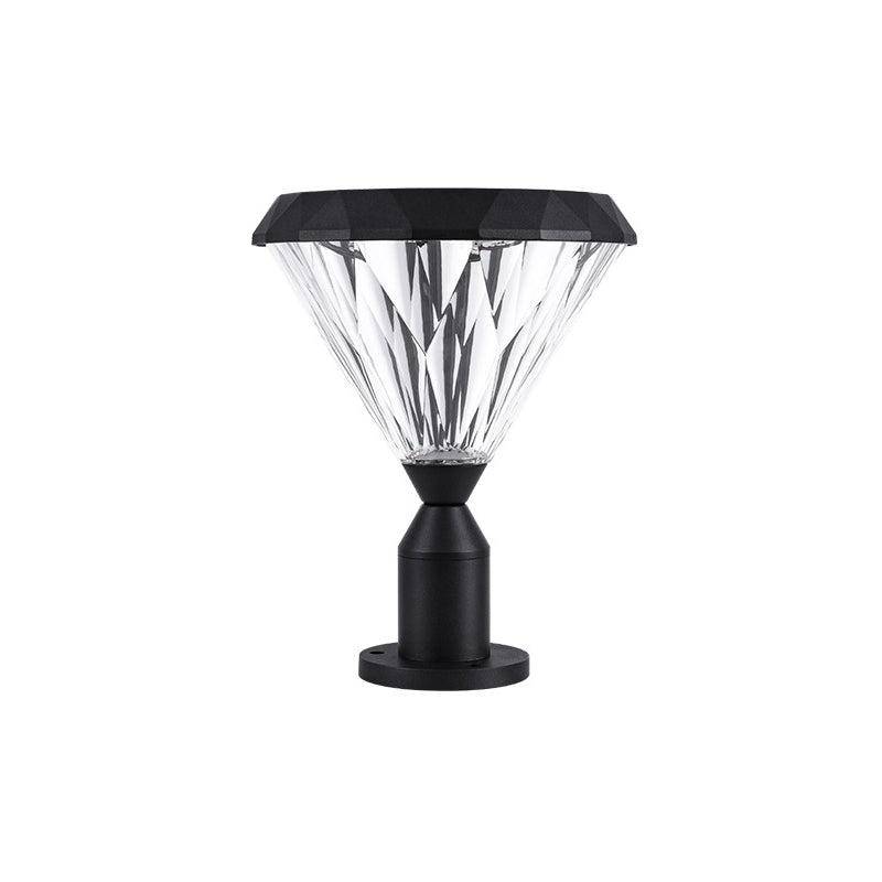 Conical Shade Courtyard Pier Mount Light Retro Acrylic 1 Bulb Black Post Lighting