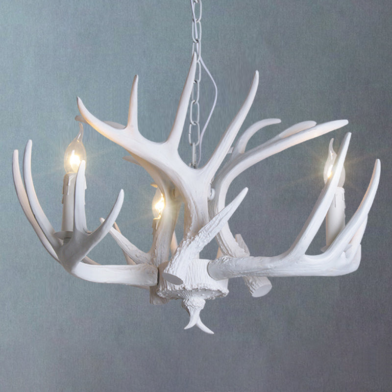 Classic Deer Horn Chandelier Pendant Light Resin Hanging Lighting for Living Room