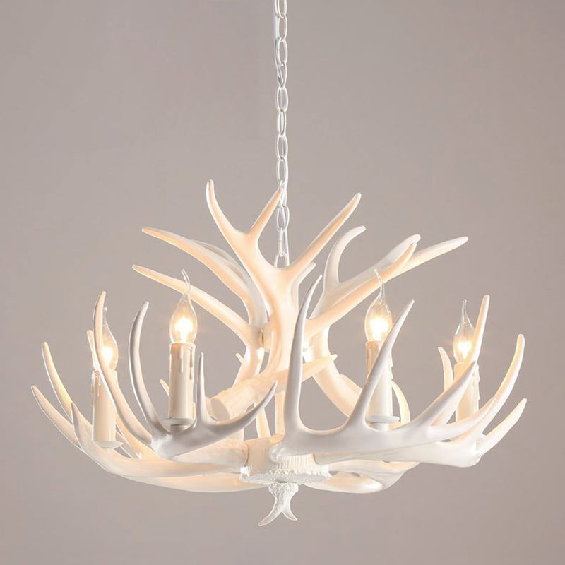 Resin Deer Horn Shaped Suspension Light Traditional Restaurant Chandelier Lighting