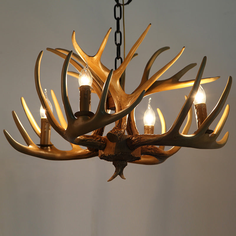 Vintage Antler Shaped Chandelier Light Fixture Resin Pendant Light for Restaurant