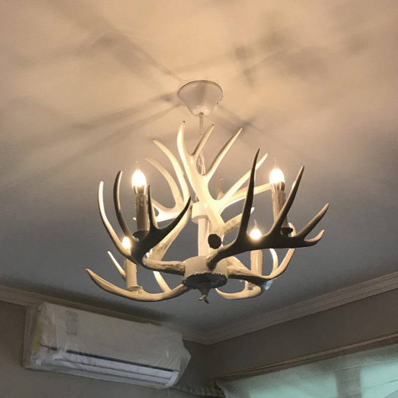 Vintage Antler Shaped Chandelier Light Fixture Resin Pendant Light for Restaurant
