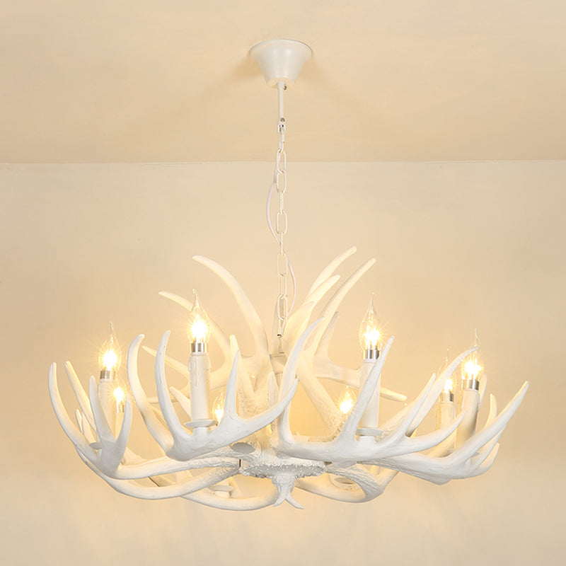 Deer Horn Shaped Resin Chandelier Lighting Retro Dining Room Pendant Light Fixture