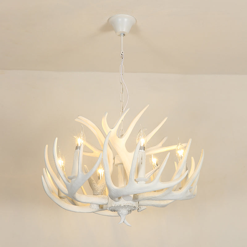 Deer Horn Shaped Resin Chandelier Lighting Retro Dining Room Pendant Light Fixture