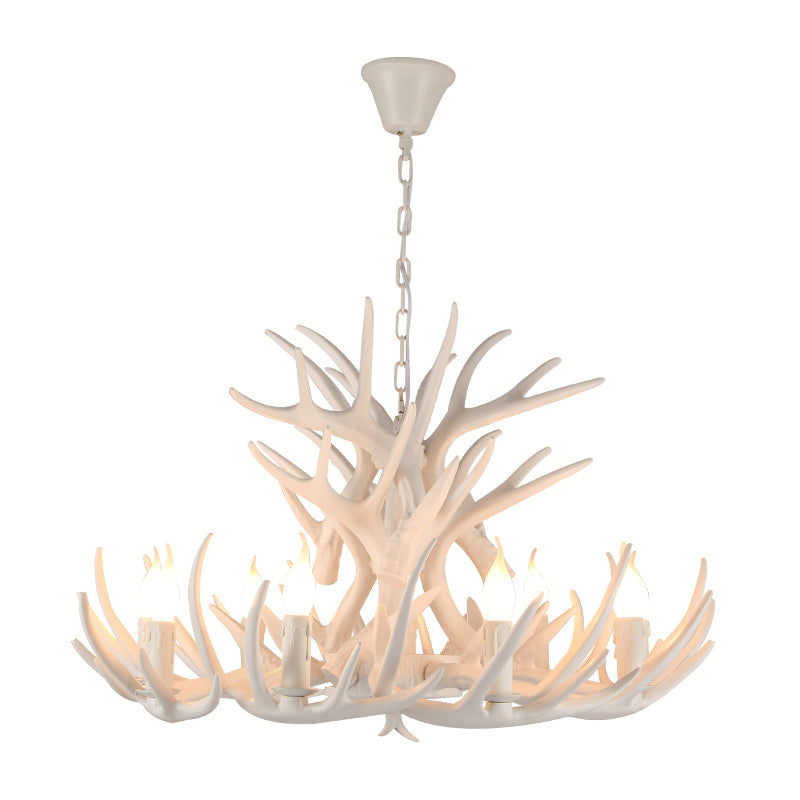 Deer Horn Shaped Resin Chandelier Lighting Retro Dining Room Pendant Light Fixture