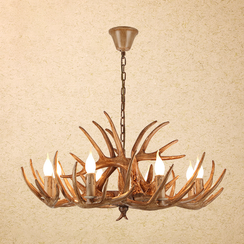 Deer Horn Shaped Resin Chandelier Lighting Retro Dining Room Pendant Light Fixture
